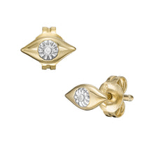 Load image into Gallery viewer, Evil Eye 14K Gold Plated Clear Laboratory Grown Diamond Stud Earrings
