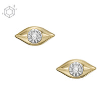 Load image into Gallery viewer, Evil Eye 14K Gold Plated Clear Laboratory Grown Diamond Stud Earrings
