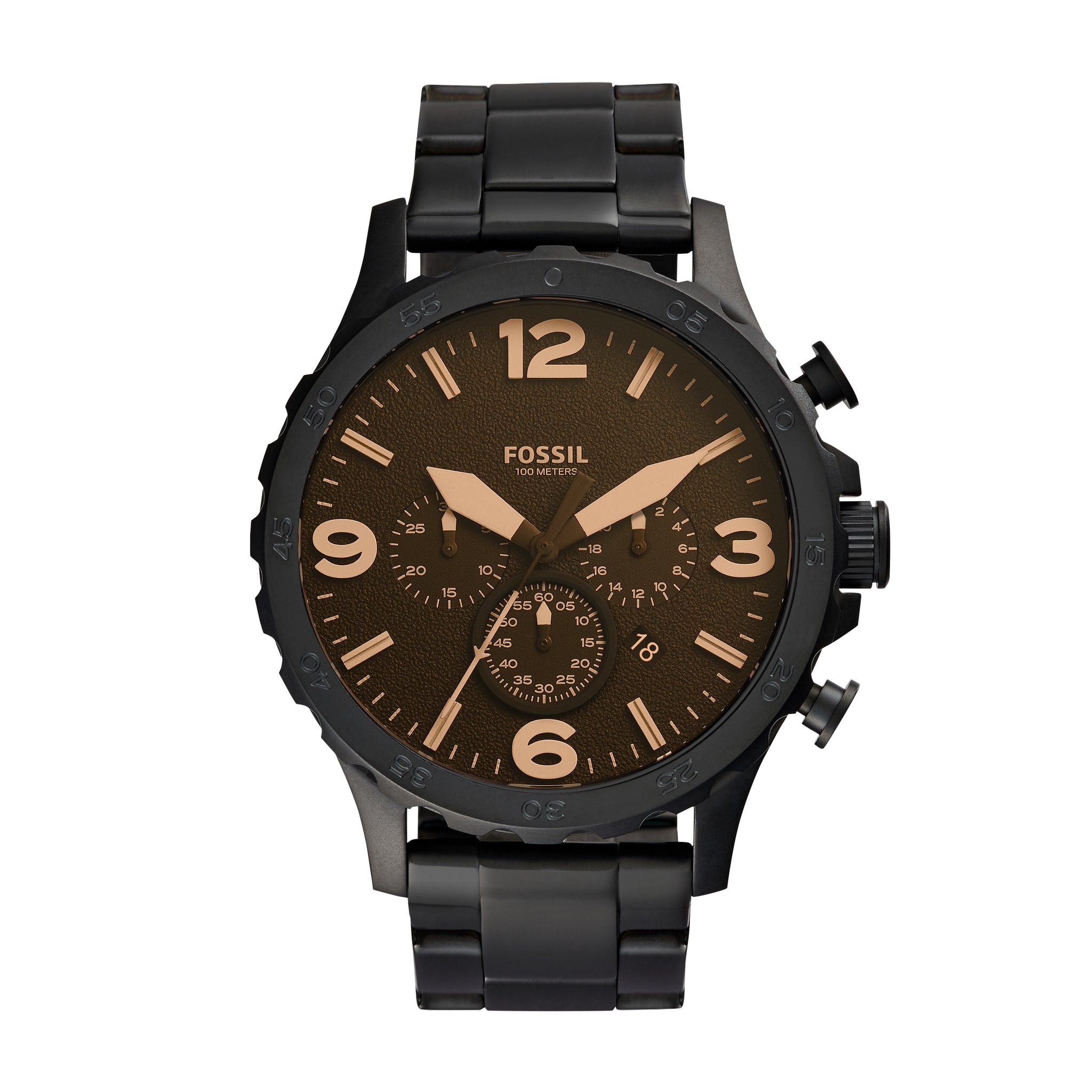 Fossil Nate Chronograph Black Stainless Steel Watch Fossil Malaysia