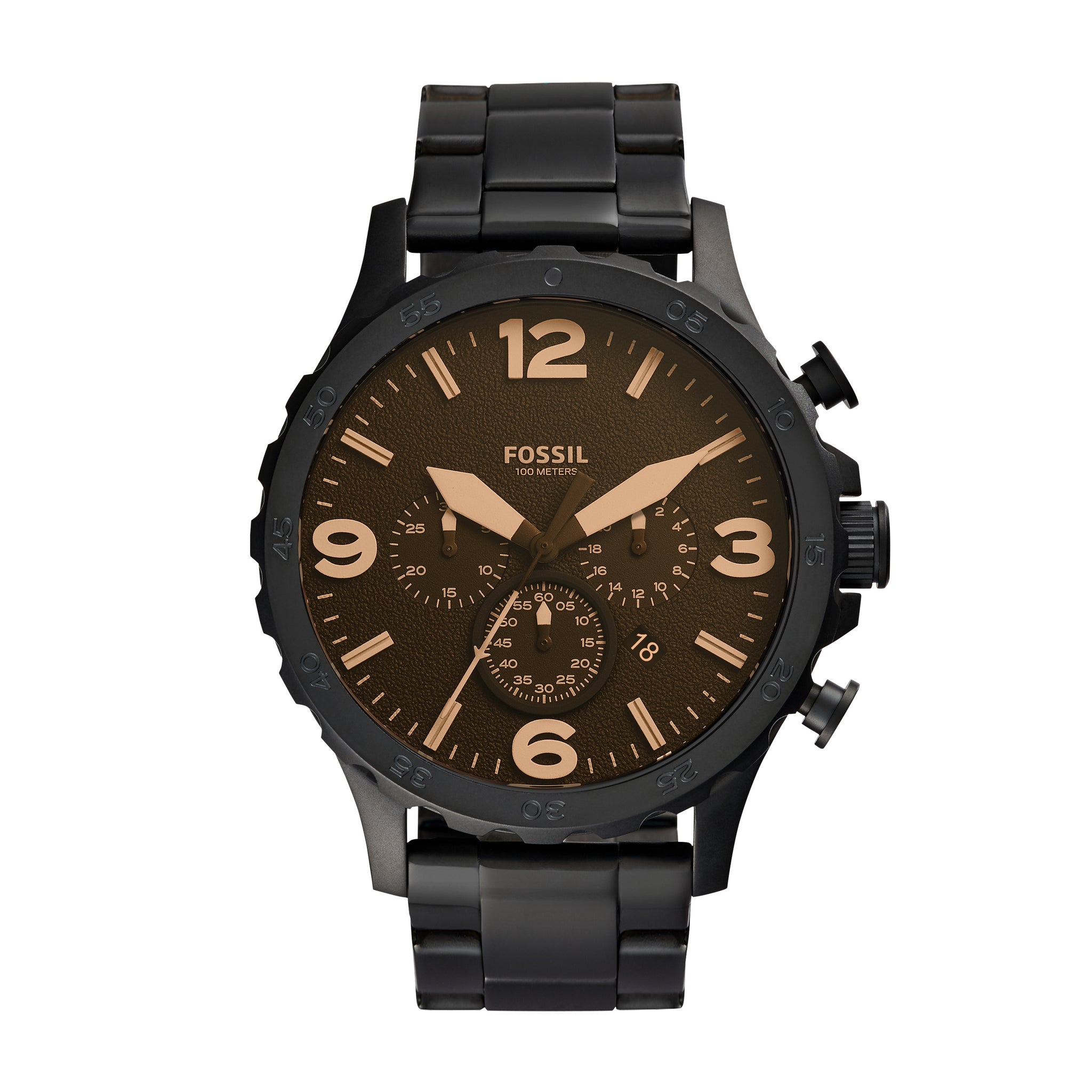Fossil Nate Chronograph Black Stainless Steel Watch – Fossil Malaysia