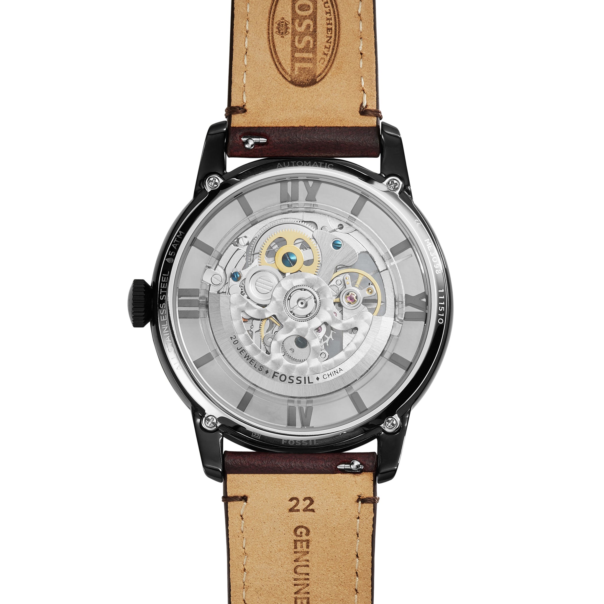 Fossil Townsman Automatic Dark Brown Leather Watch Fossil Malaysia