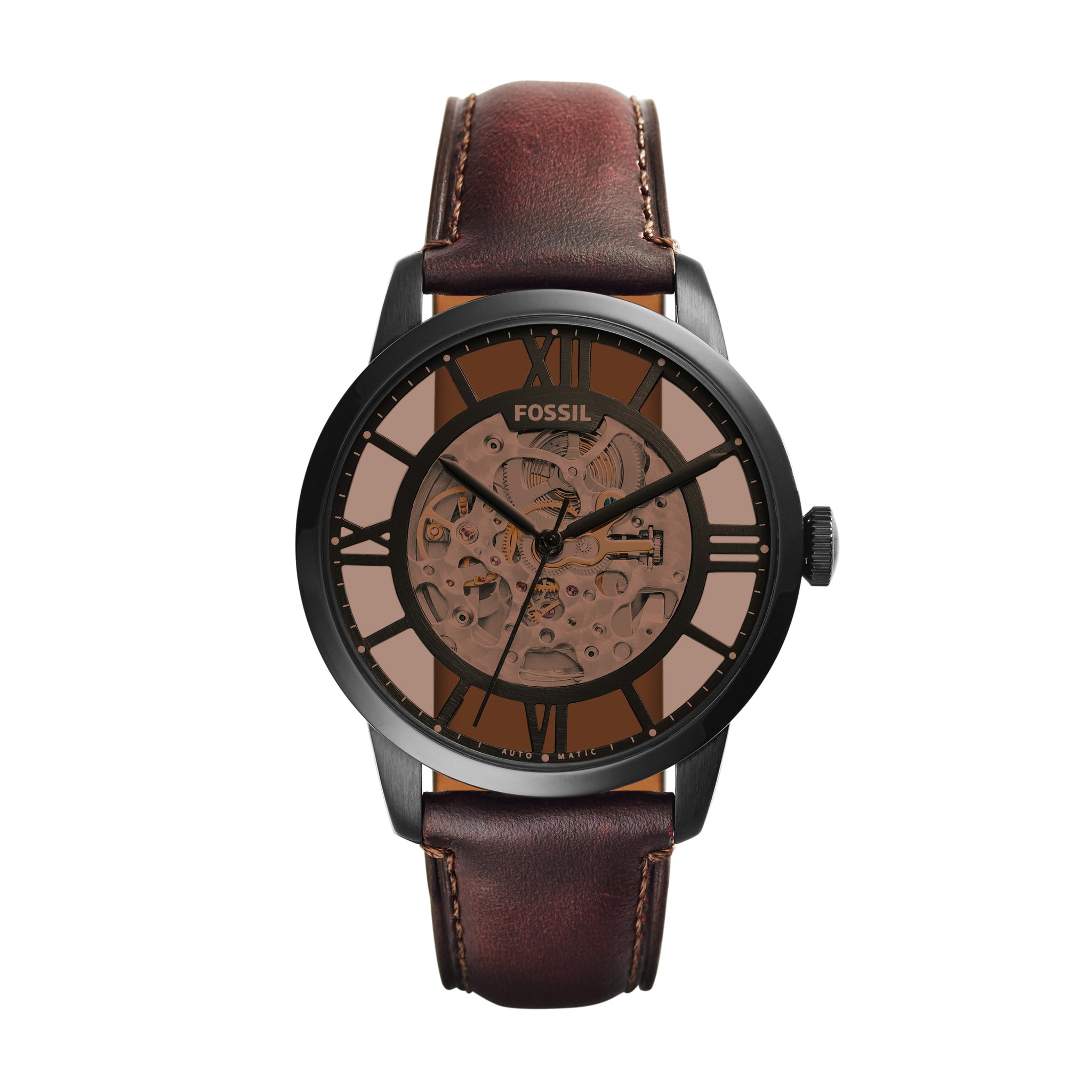 Townsman Automatic Dark Brown Leather Watch - Main Image