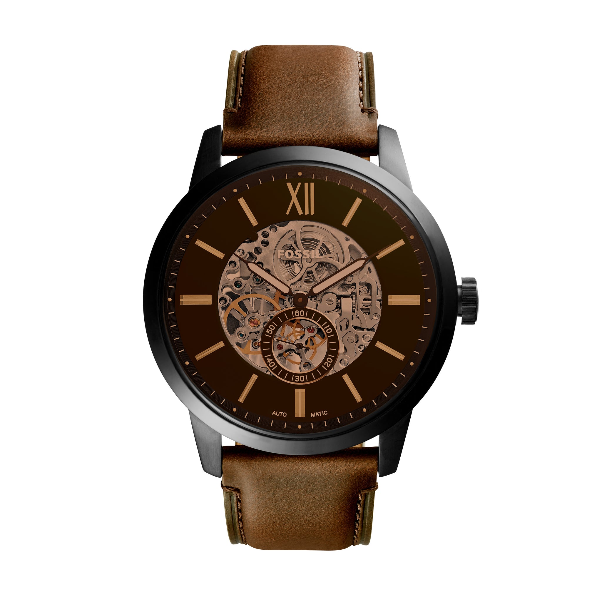 Fossil Townsman 48mm Automatic Brown Leather Watch – Fossil Malaysia