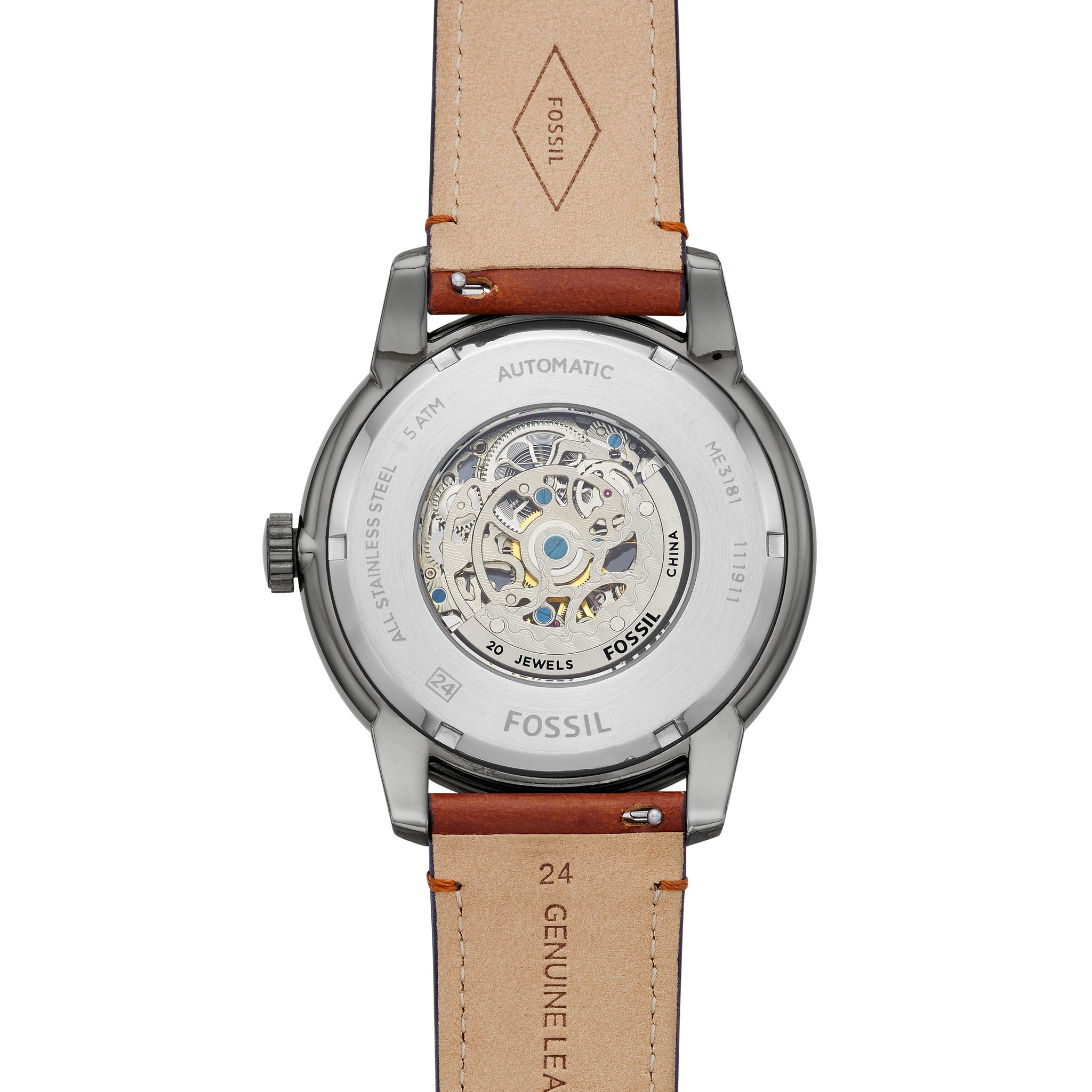 Fossil Townsman 48 mm Automatic Amber Leather Watch – Fossil Malaysia