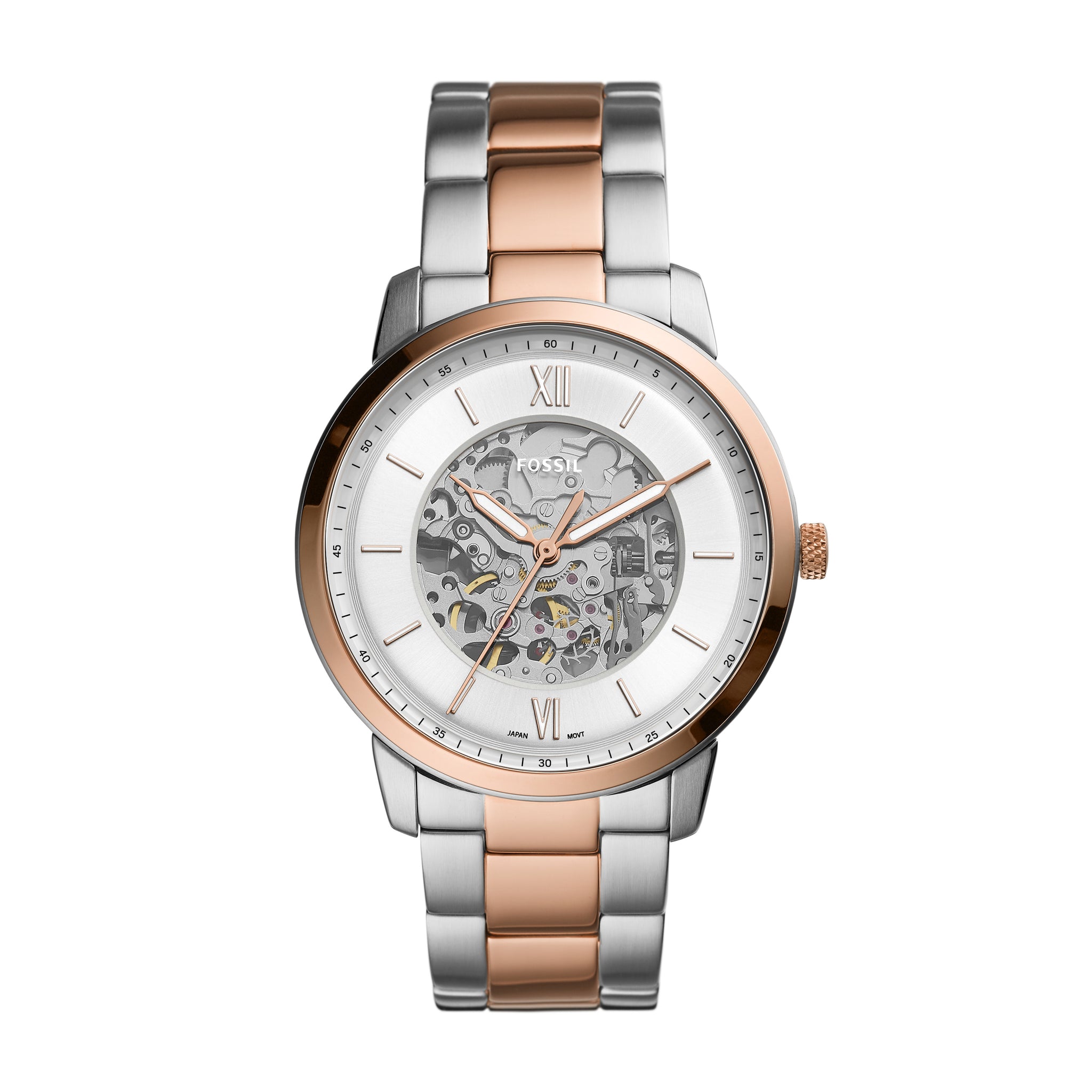 Fossil Neutra Automatic Two-Tone Stainless Steel Watch – Fossil