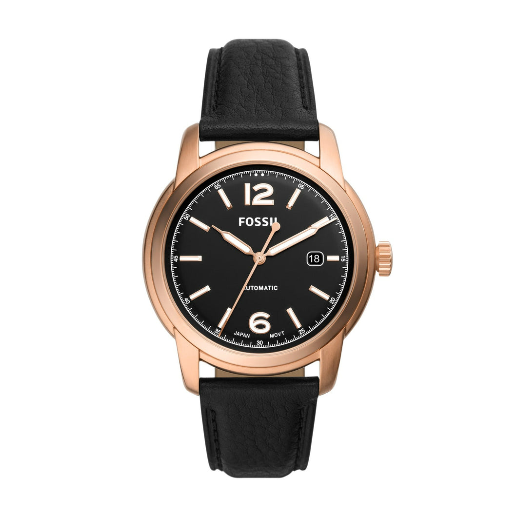 Fossil Heritage Automatic Black Eco Leather Watch